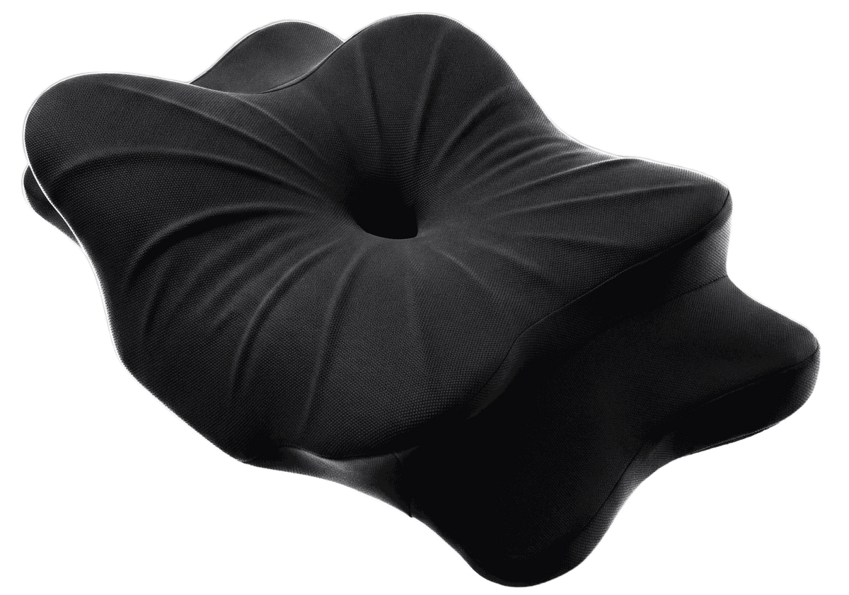 The DELOAD 01 recovery pillow, matte black, studio photograph.